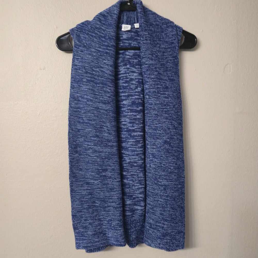Gap For Good Blue Marled Space Dye Open Front Shawl Collar Cardigan Vest Small